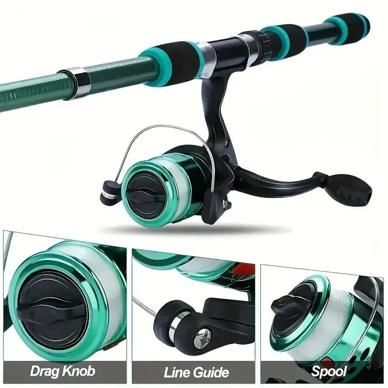 Fishing Pole Set Full Kits With Telescopic Fishing Rod And Spinning Reel Baits Hooks Travel Pole Set Bait, hook, tackle set - Image 5