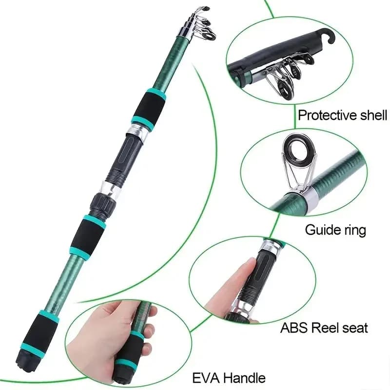Fishing Pole Set Full Kits With Telescopic Fishing Rod And Spinning Reel Baits Hooks Travel Pole Set Bait, hook, tackle set - Image 6