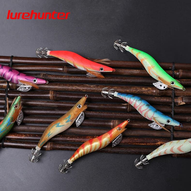 10PCS with Shrimp Bag 3D Printing 2.5 3.0 3.5 Hook Luminous Squid Jig Fishing Wood Shrimp Lure Squid Cuttlefish Jigs Lures - Image 5