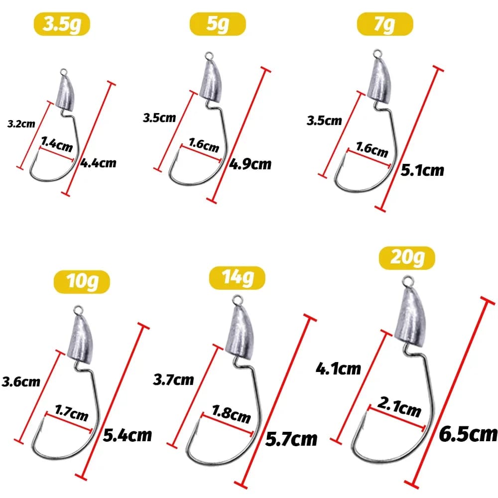 10PCS Metal Jig Head Worm Hook 3.5g 7g 10g 20g Weight Crank Fishhooks Gear Sinker Pesca for Lure Texas Rig Fishing Tackle Kit - Image 2