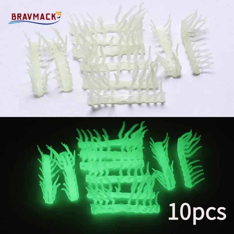 10Pcs Luminous Wooden Shrimp Legs Soft Rubber Noctilucent Shrimp Accessories Artificial Fishing Bait Fishing Tackle Parts - Image 1