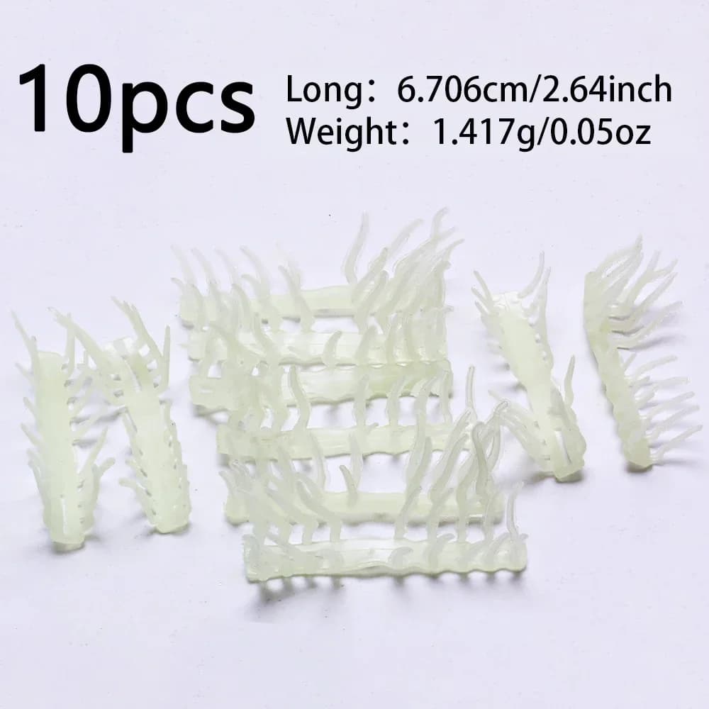 10Pcs Luminous Wooden Shrimp Legs Soft Rubber Noctilucent Shrimp Accessories Artificial Fishing Bait Fishing Tackle Parts variant