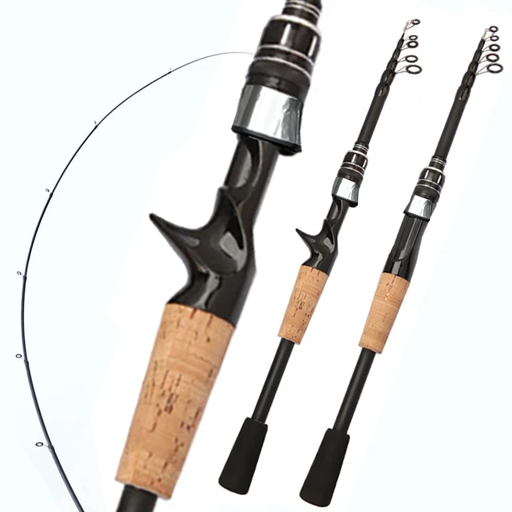 Telescopic Lure Rod 1.5M 1.8M 2.1M 2.4M Carbon Spinning Rod Baitcasting Fishing Pole 8g-25g Wooden Handle Casting Fishing Tackle - Image 3