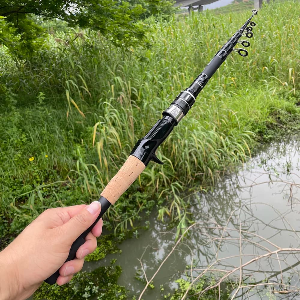 Telescopic Lure Rod 1.5M 1.8M 2.1M 2.4M Carbon Spinning Rod Baitcasting Fishing Pole 8g-25g Wooden Handle Casting Fishing Tackle - Image 6