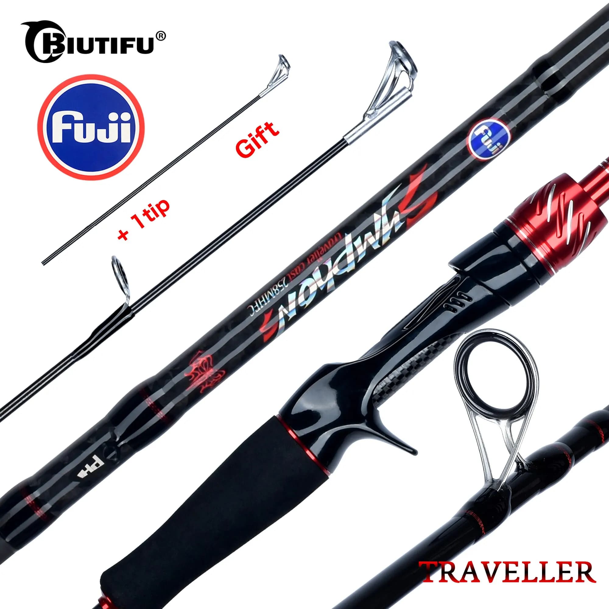 BIUTIFU Traveller Spinning Casting Fuji Lure Mini Rock Fishing Rod 1.8/2.1/2.4/2.7/3.0m Carbon Baitcasting PHISHGER Fast 5-42g - Image 1