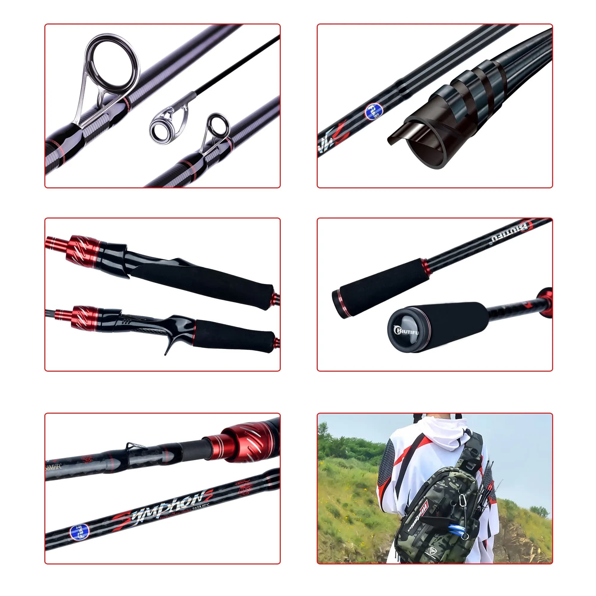 BIUTIFU Traveller Spinning Casting Fuji Lure Mini Rock Fishing Rod 1.8/2.1/2.4/2.7/3.0m Carbon Baitcasting PHISHGER Fast 5-42g - Image 6