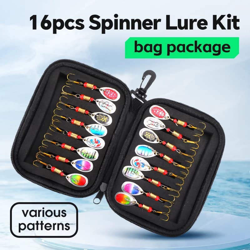WEIHE-Metal Spoon Fishing Lures, Wobblers Spinner Bait, Sequins Lure, Feather Pesca Combo, 3.7g, 16Pcs - Image 1