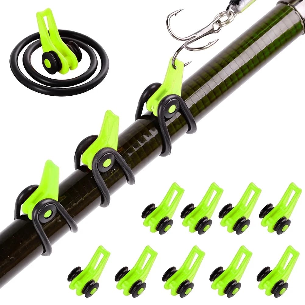 JOOYOO 10pcs/lot Fishing Rod Pole Hook Keeper - Securely Silicone Ring Iso Hold Bait Lures and Jigs for Safe and Easy Fishing - Image 1