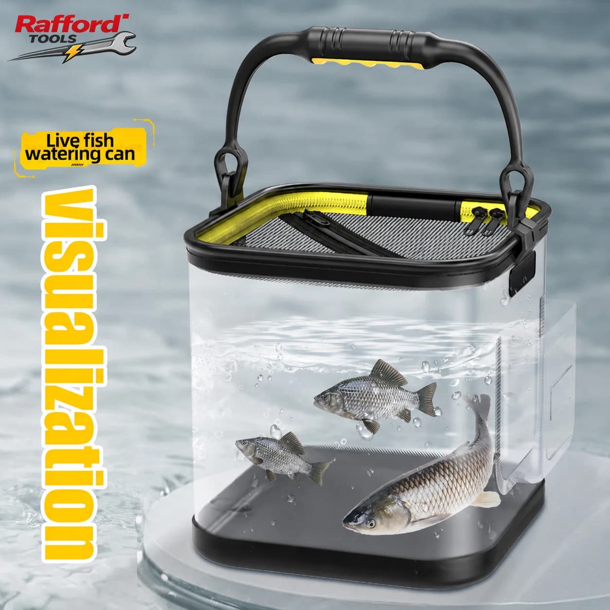 Rafford Transparent Fishing Bucket – Foldable, Multifunctional Live Fish Bucket / Fish Keeper - Image 1