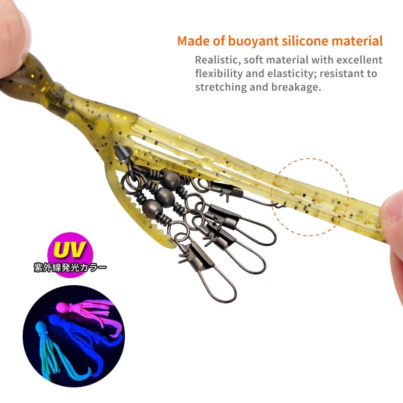 2pcs Silicone Octopus Bait Fishing Connector Pin Set Squid Jig Hook Swivels Bearing Rolling Swivel Solid Ring Tackle for Angling - Image 5
