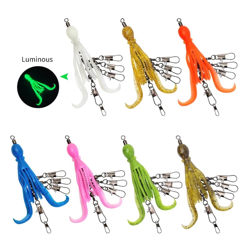 2pcs Silicone Octopus Bait Fishing Connector Pin Set Squid Jig Hook Swivels Bearing Rolling Swivel Solid Ring Tackle for Angling - Image 6