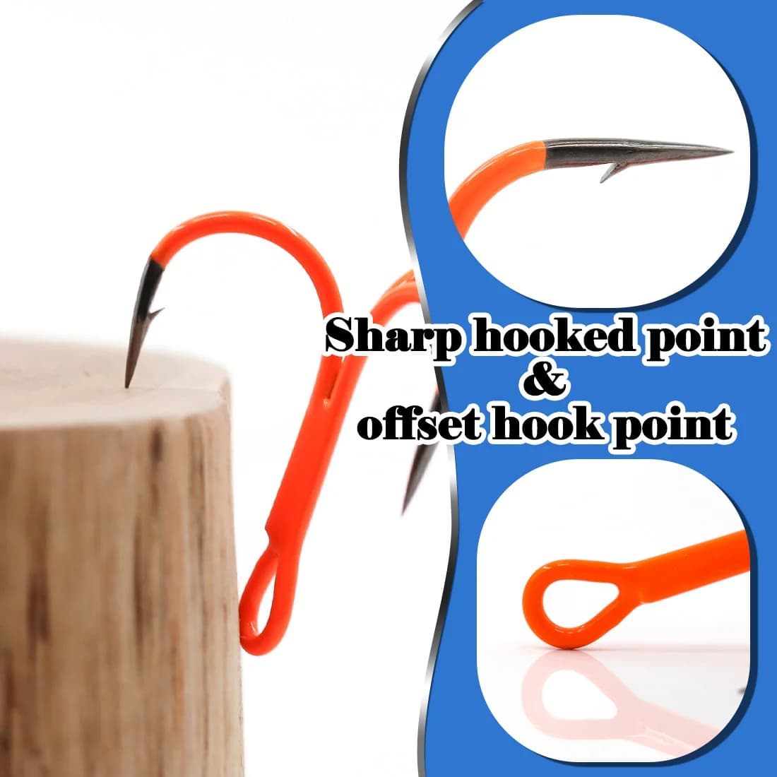 10Pcs Triple Hook Treble Hooks 2X Strong for Deep Freshwater Applications, Orange Ultra Violet (UV) - Image 3