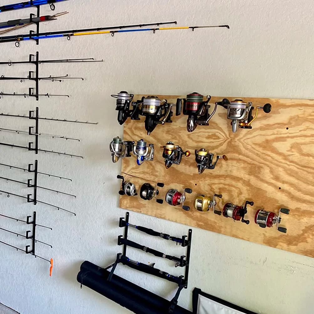 5pcs Wall-hung Fishing Reel Wall Mount Rack Baitcasting Fly Raft Reel Holder Stand Rack Pegboard Wall Panels Hole Board Storage - Image 4