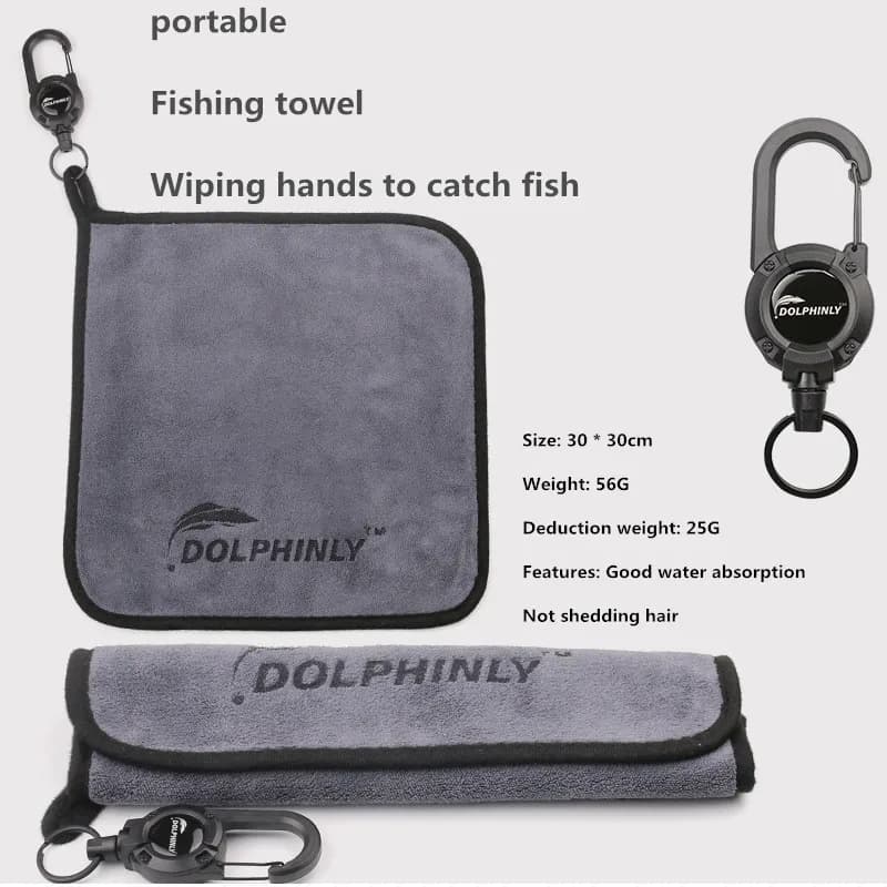 Portable buckle fishing towel with thickened anti slip and hand wiping properties, absorbent cotton towel, outdoor fishing tool - Image 1