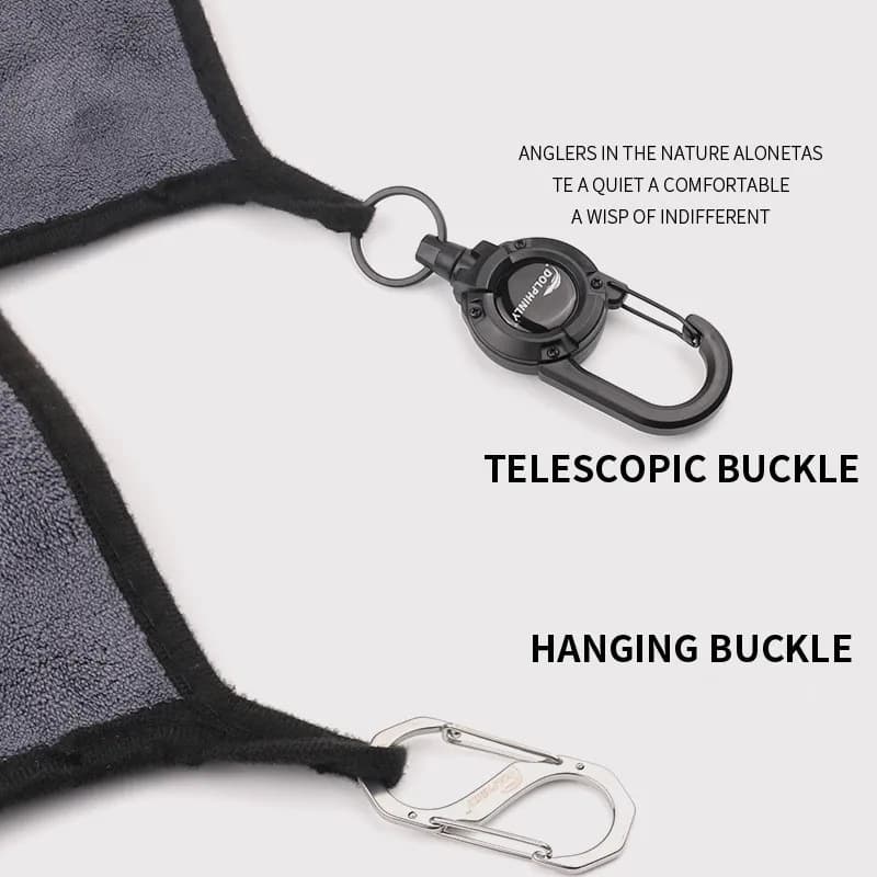 Portable buckle fishing towel with thickened anti slip and hand wiping properties, absorbent cotton towel, outdoor fishing tool - Image 2
