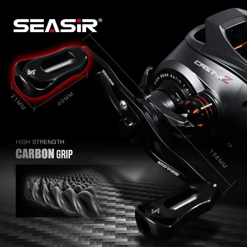 SEASIR Cast X2 Baitcasting Reel 7.3:1 Hybrid Ceramic Bearing Carbon Fiber Washer Dual Bearing System N52 Brake Fishing Reels - Image 6
