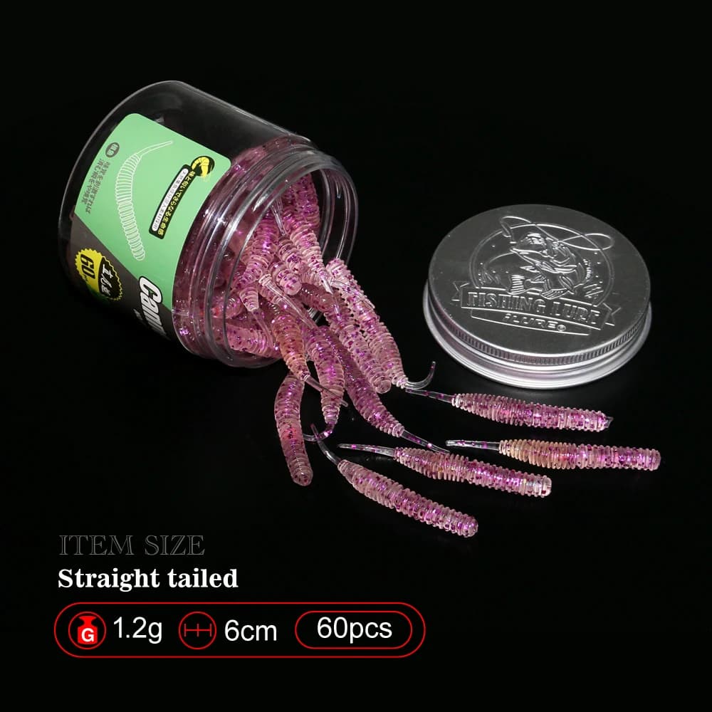 60pcs 1.2g 6cm Fishing Lure Mini Soft Worm Shrimp Jerkbait Fish Ocean Rock Lure Bass Soft Fish Smell Swimbait Soft Bait Pesca - Image 2