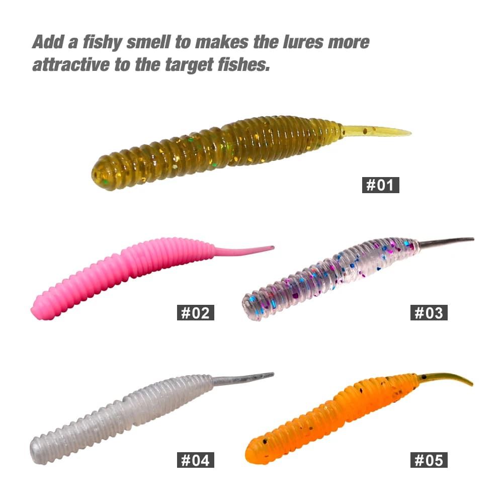 60pcs 1.2g 6cm Fishing Lure Mini Soft Worm Shrimp Jerkbait Fish Ocean Rock Lure Bass Soft Fish Smell Swimbait Soft Bait Pesca - Image 3