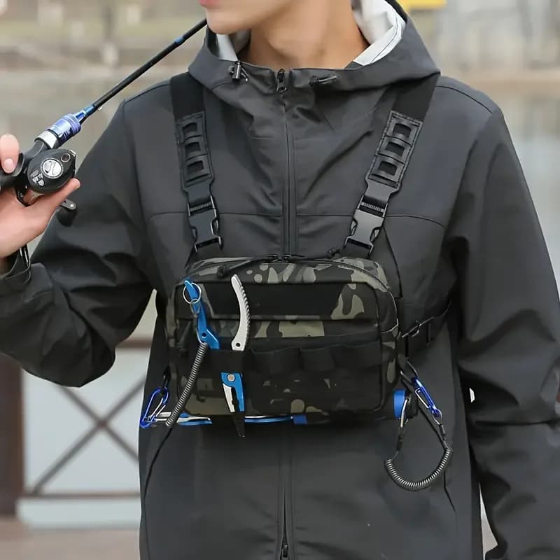 Fishing Vest Bag Men's Camo Fishing Lures Utility Tackle Chest Bags Waist Pack Outdoor Mountaineering Camping Hiking Hunting - Image 1