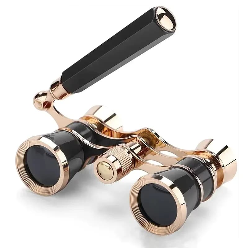 Opera Glasses Binoculars Metal Body With Chain/handle Theater Telescope Women Girls Optical Design Gift Retro Binoculars - Image 1