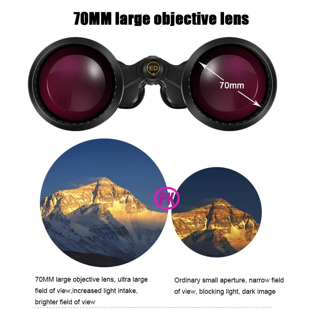 BORWOLF Large Objective lens 25-75X70 Binoculars FMC Optical High Power Hunting Birdwatching Telescope Watching Moon - Image 5