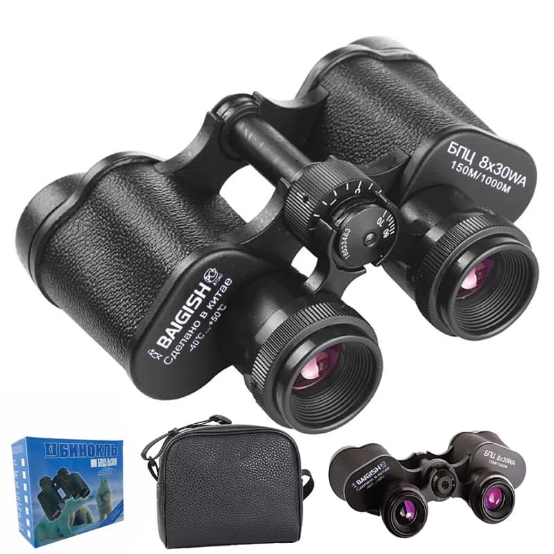 Baigish 8x30 Russian Binoculars Full Metal Structure Glasses Professional Military Waterproof Telescope Leather Bag For Hunting - Image 1