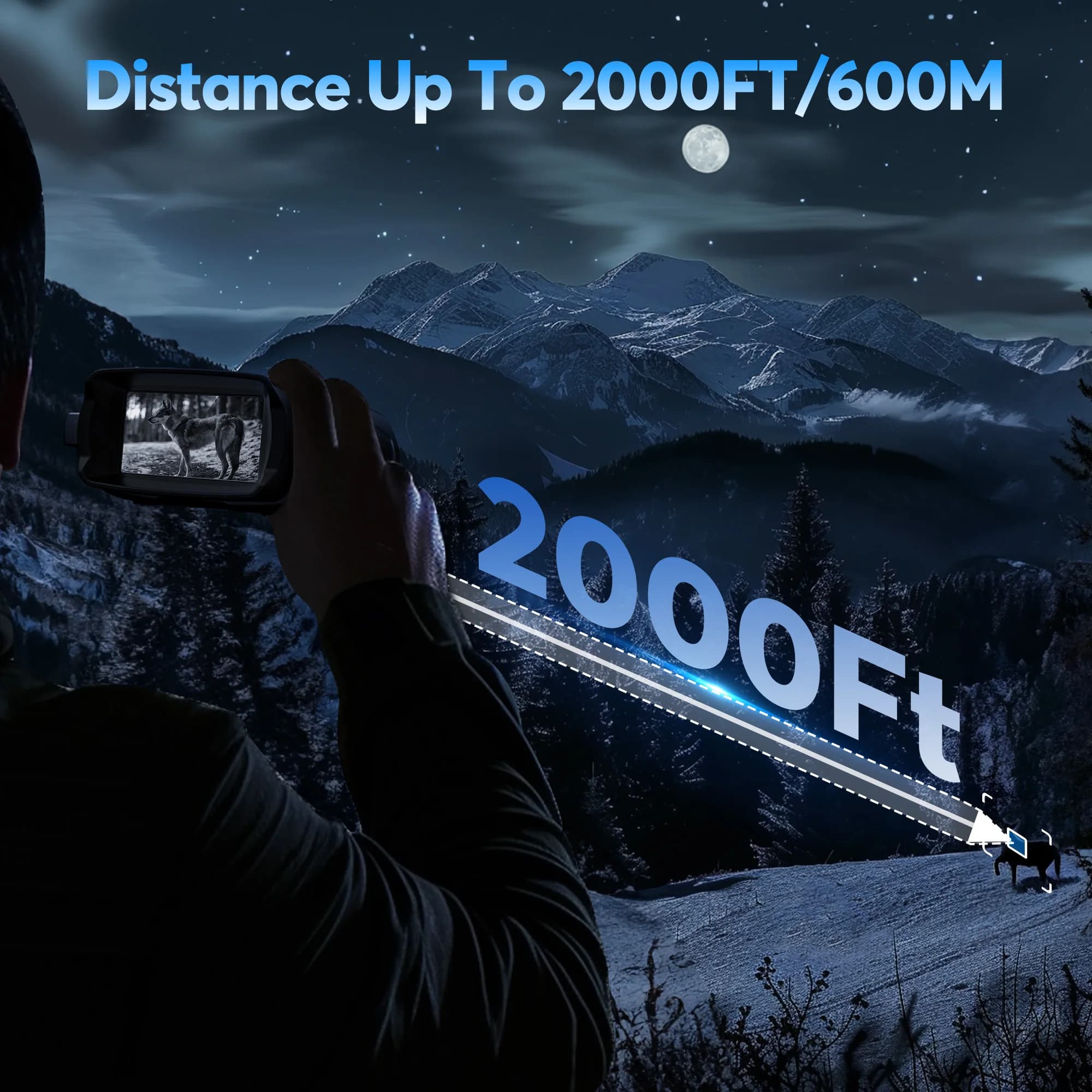 4K Night Vision Binoculars 32GB Infrared Night Vision Goggles 3” Large Screen 8X Digital Zoom Tactical Light for Camping Hunting - Image 4