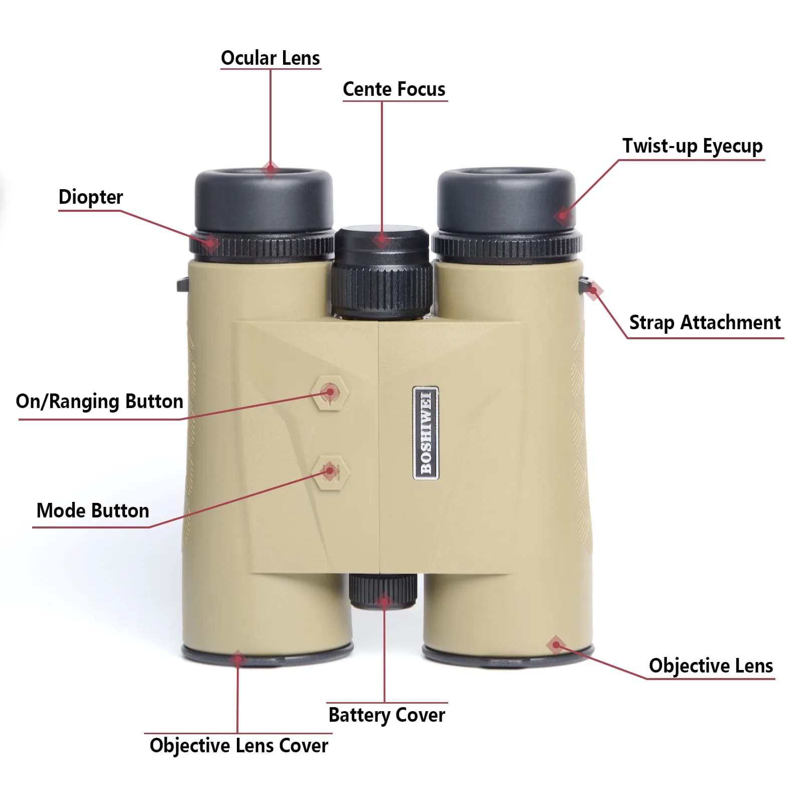 BOSHIWEI 10x42 Laser Rangefinder Binoculars Multicoated Lens HD Telescope for Outdoor Camping and Long Distance Measuring - Image 3