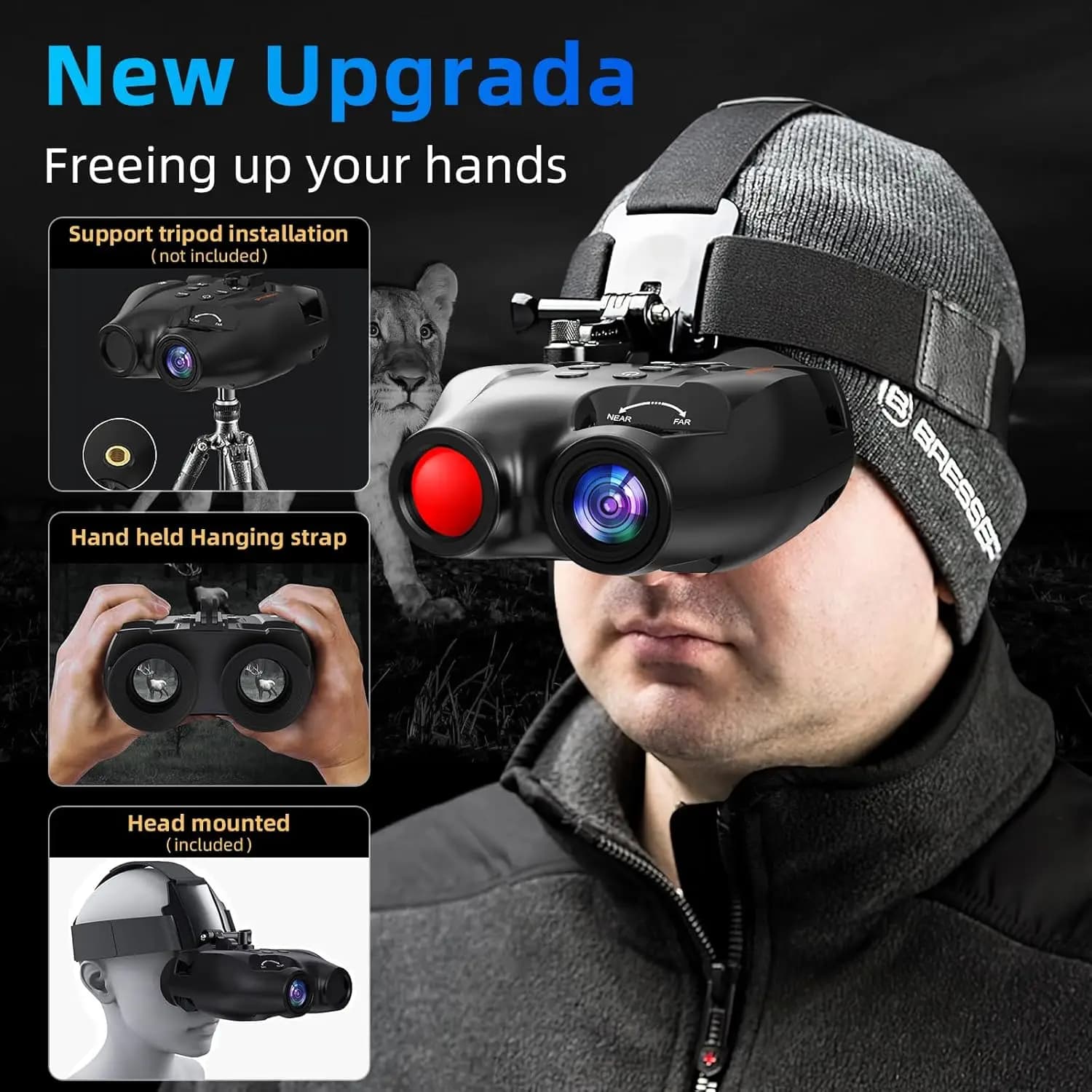 Night Vision Binoculars with Head Mount Goggles Telescope Infrared 300 Meters Darkness Goggles for Hunting Hunting Surveillance - Image 2