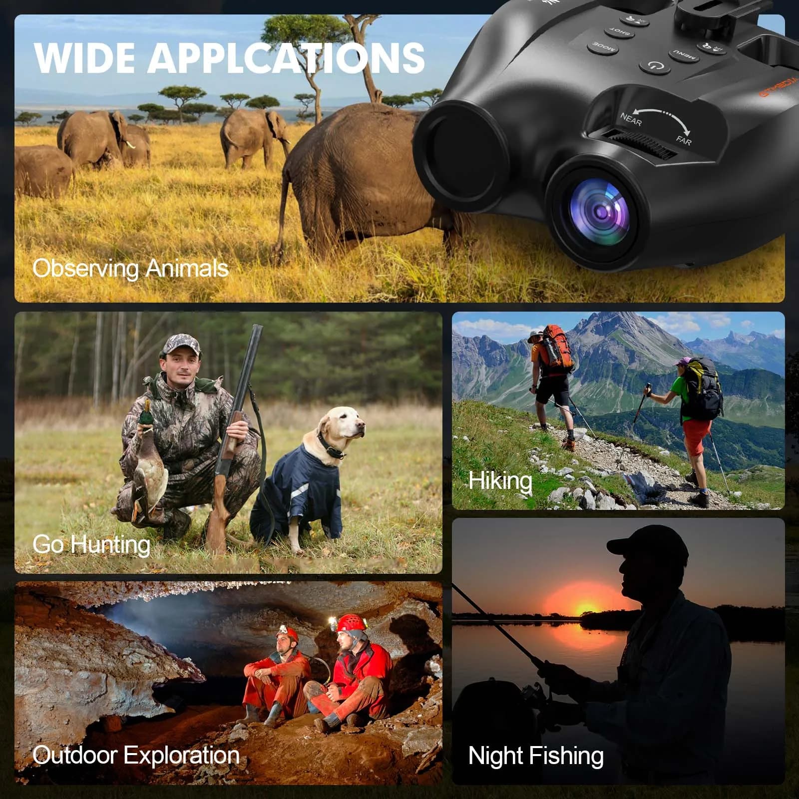 Night Vision Binoculars with Head Mount Goggles Telescope Infrared 300 Meters Darkness Goggles for Hunting Hunting Surveillance - Image 6