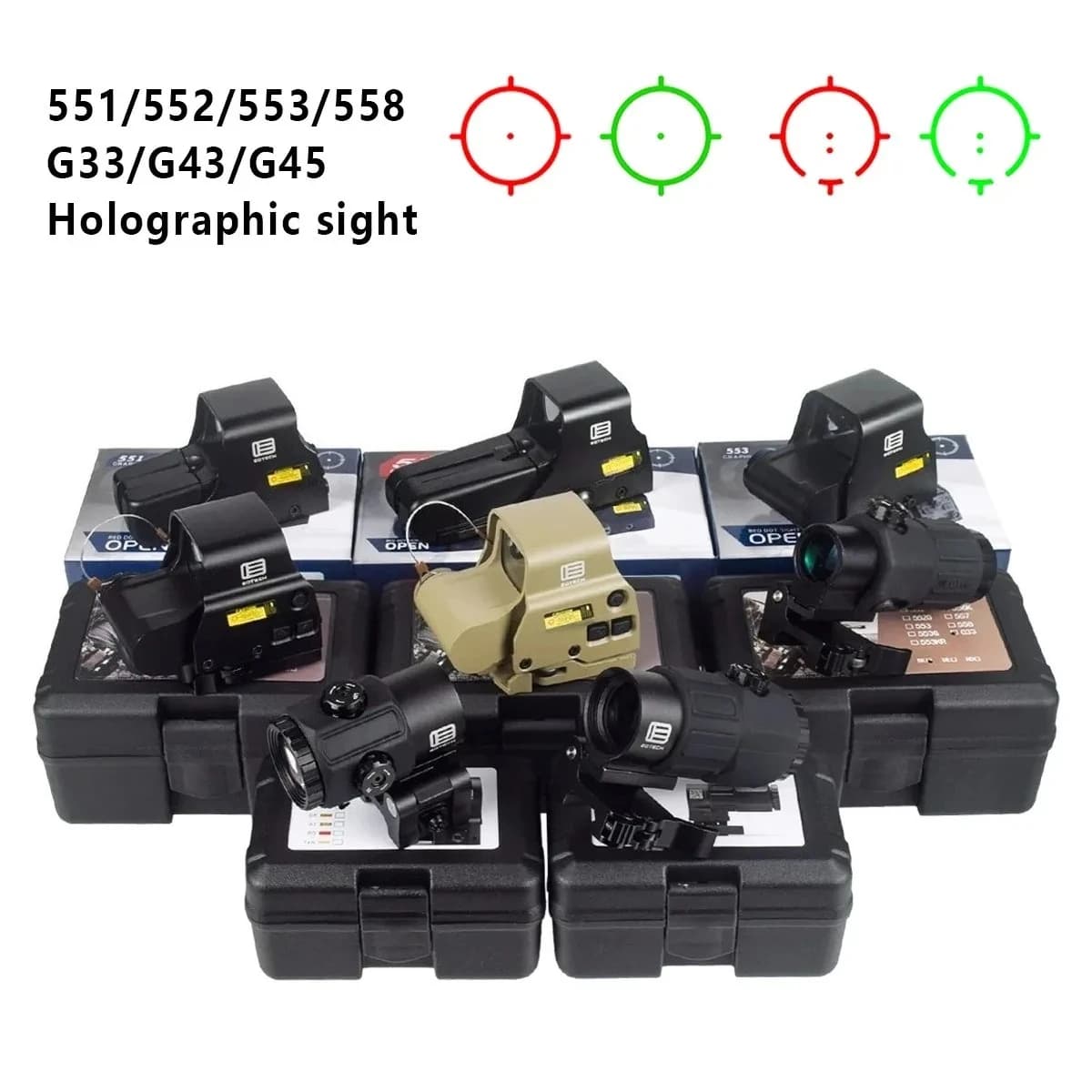 Tactical 551 552 553 558 Red Dot Holographic Sight Eotech G33 G43 G45 Scope 3X Magnifier Hunting Scope Hydra Riser Airsoft Scope - Image 1