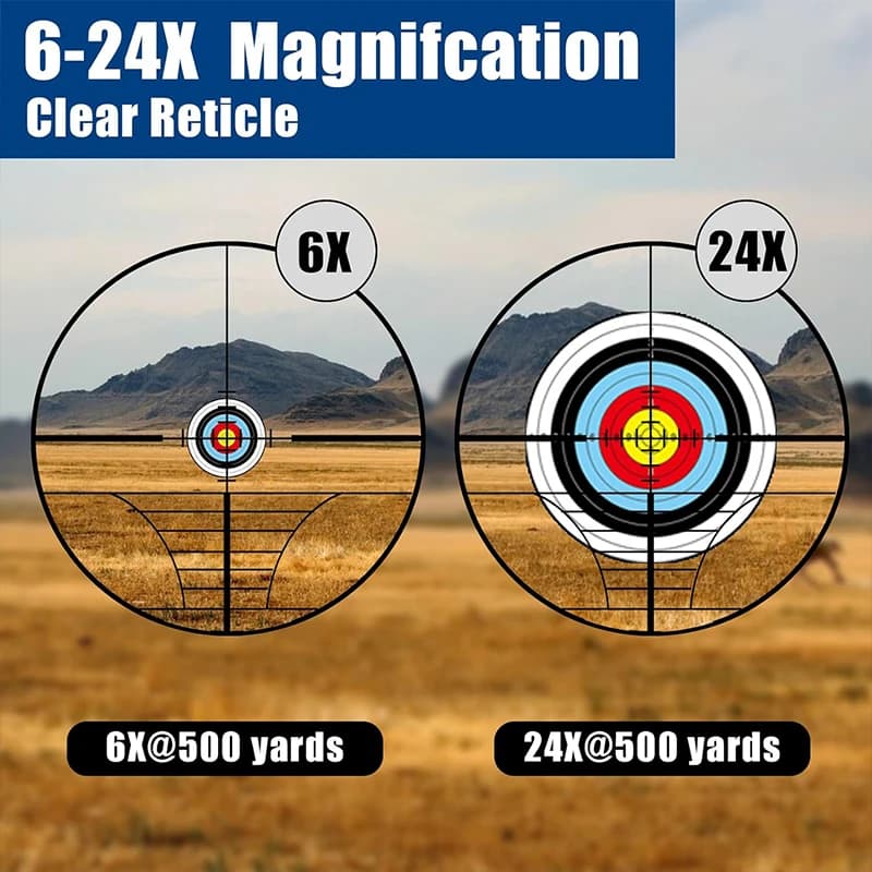 6-24x50 AOE Hunting Scopes Long-Range Scope Illuminated Red/Green Reticle Tactical Optical Sight - Image 4