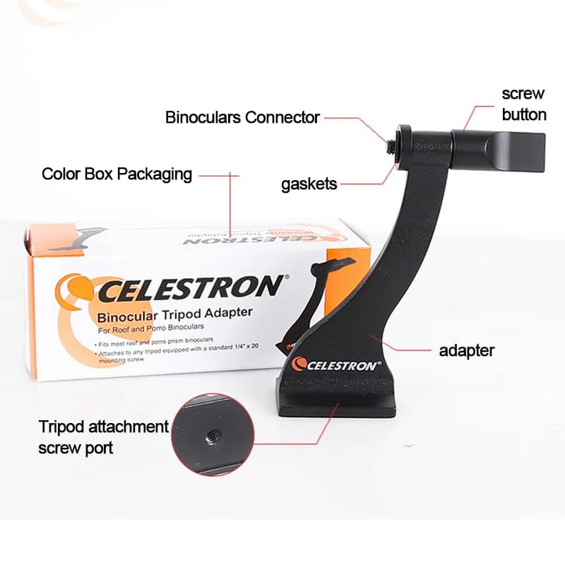 Universal Celestron Binocular Tripod Adapter Converter Mount Bracket Portable Fully Metal for Roof and Porro Binoculars - Image 6