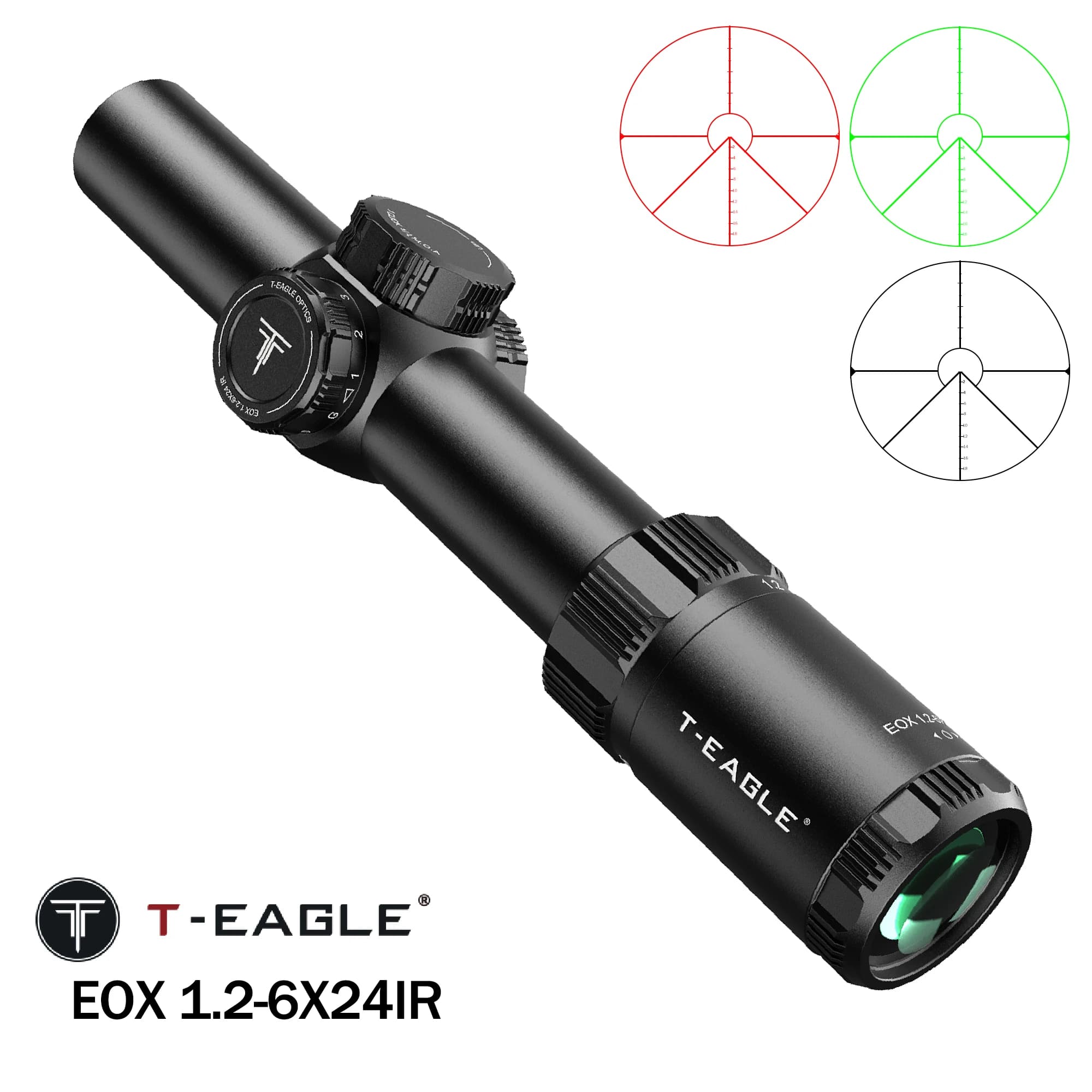 Tactical EOX1.2-6 X24 IR Optical Rifle Scope Red/Green Illuminated Adjustable Shooting Riflescope Hunting Telescopic Sight - Image 1