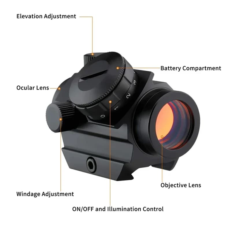 1x20mm Red Dot Sight 4 MOA Red Dot Hunting Air Scope with 1 inch Riser Mount - Image 2