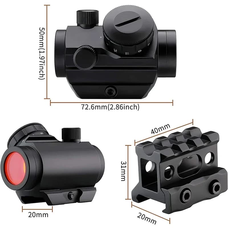 1x20mm Red Dot Sight 4 MOA Red Dot Hunting Air Scope with 1 inch Riser Mount - Image 4