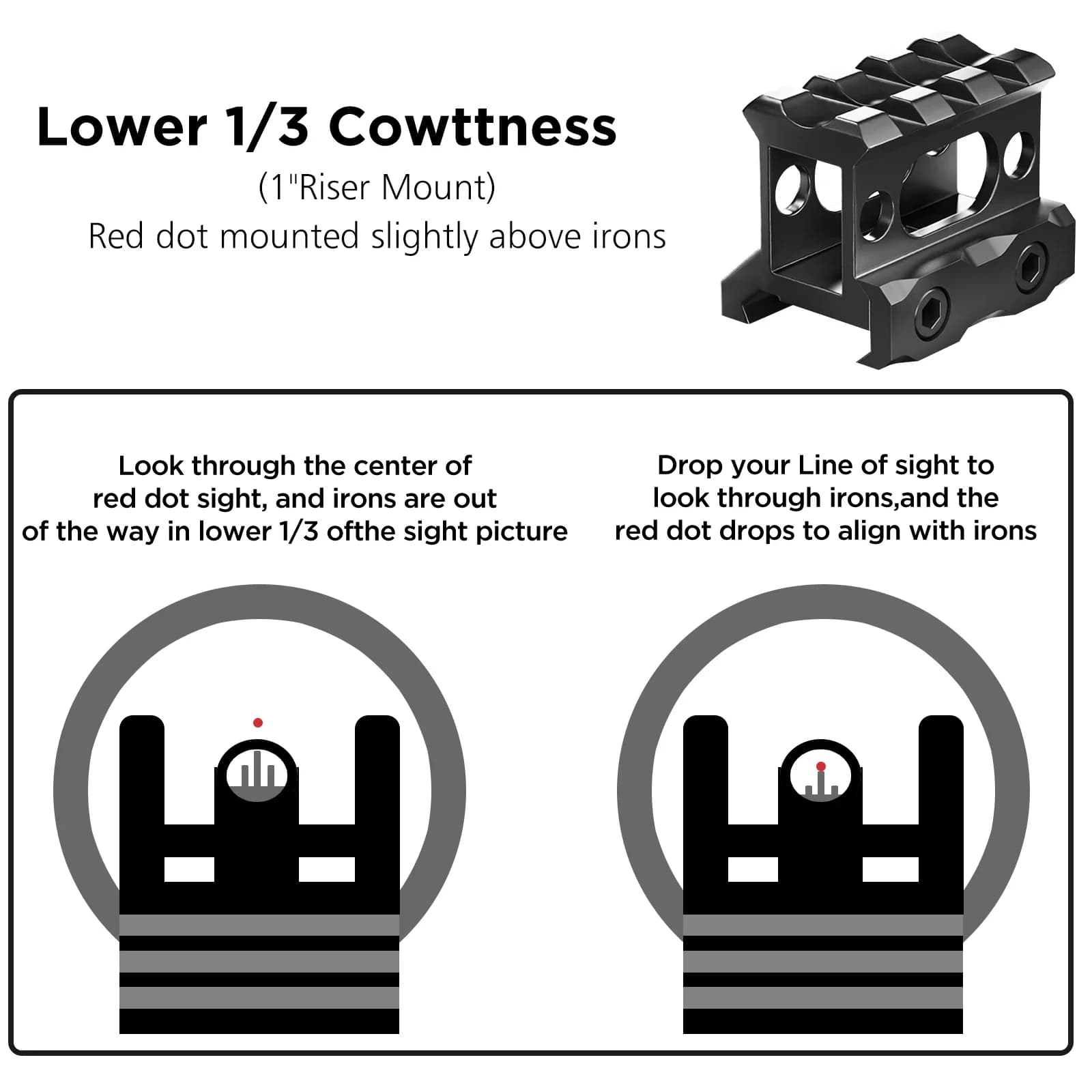 1x20mm Red Dot Sight 4 MOA Red Dot Hunting Air Scope with 1 inch Riser Mount - Image 5