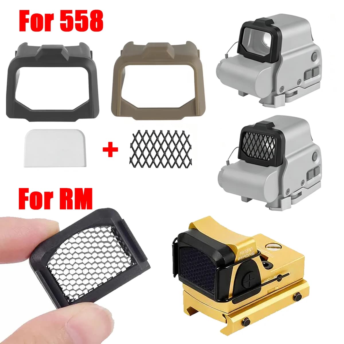 Airsoft RM Red Dot Reflex Sight Killflash Protector Cover Holographic Scope Hunting EH 558 Reflex Optical Scope Lens/Mesh Cap - Image 1
