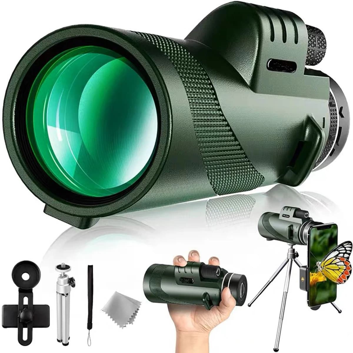 80*100 HD With smartphone stand and tripod Powerful Binoculars Long Range Portable Monocular or Camping Tourism Outdoor - Image 1