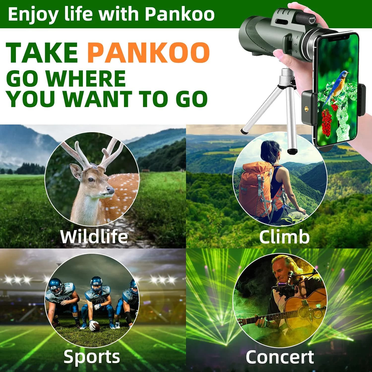 80*100 HD With smartphone stand and tripod Powerful Binoculars Long Range Portable Monocular or Camping Tourism Outdoor - Image 4