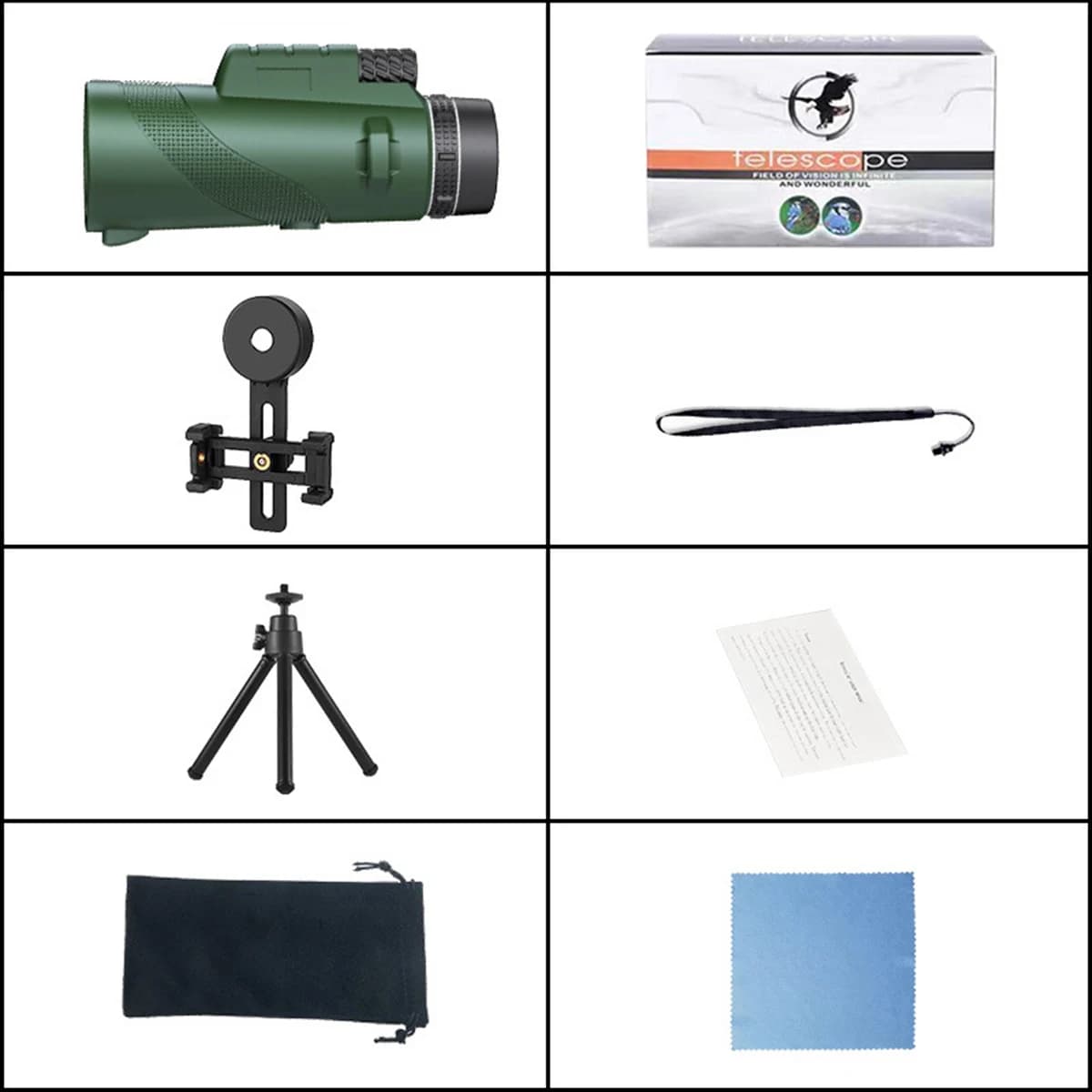 80*100 HD With smartphone stand and tripod Powerful Binoculars Long Range Portable Monocular or Camping Tourism Outdoor - Image 6