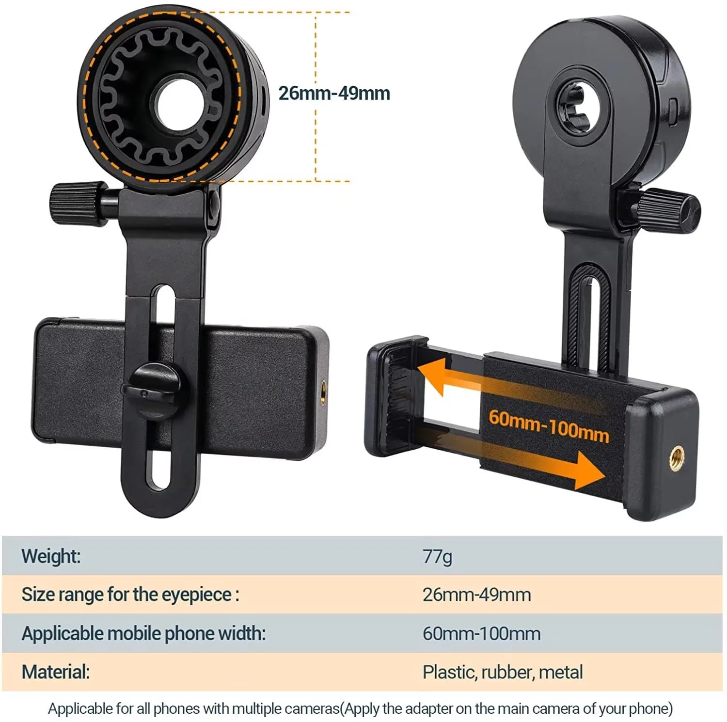 Upgrade Universal Cell Phone Adapter Bracket Clip Mount Soft Rubber Material For Binocular Monocular Spotting Scope Telescope - Image 1