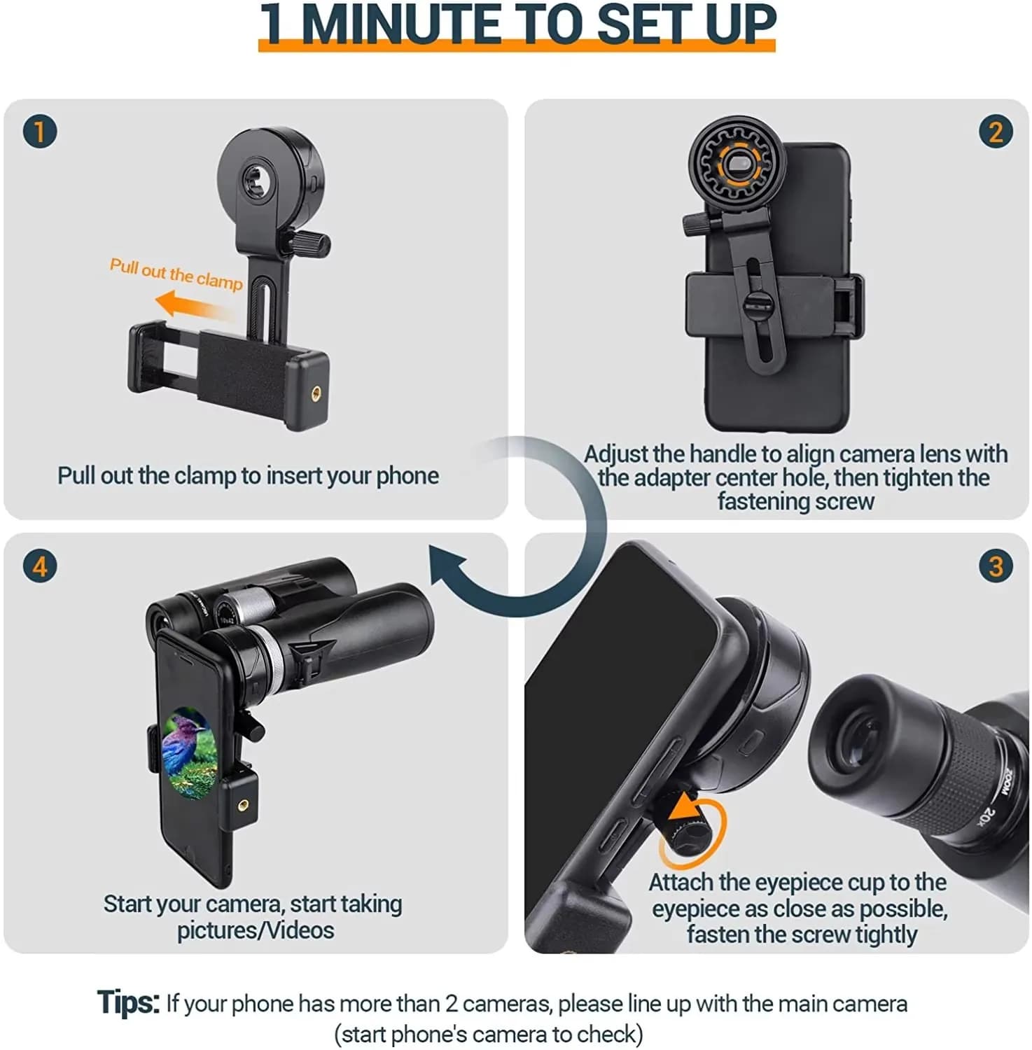 Upgrade Universal Cell Phone Adapter Bracket Clip Mount Soft Rubber Material For Binocular Monocular Spotting Scope Telescope - Image 3