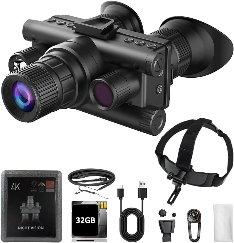 Night Vision Goggles Head Mounted, Night Vision Binoculars with 4K HD 1.28" Dual Round Screen for Camping Hunting Fishing Z9157 - Image 1