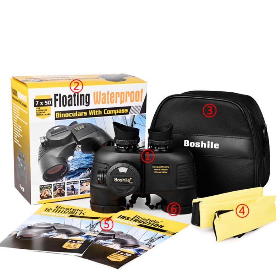 Boshile 7x50 Marine Binoculars Waterproof Telescope With Rangefinder Compass BAK4 Prism FMC Lens For Navigation Sailing Hunting - Image 6