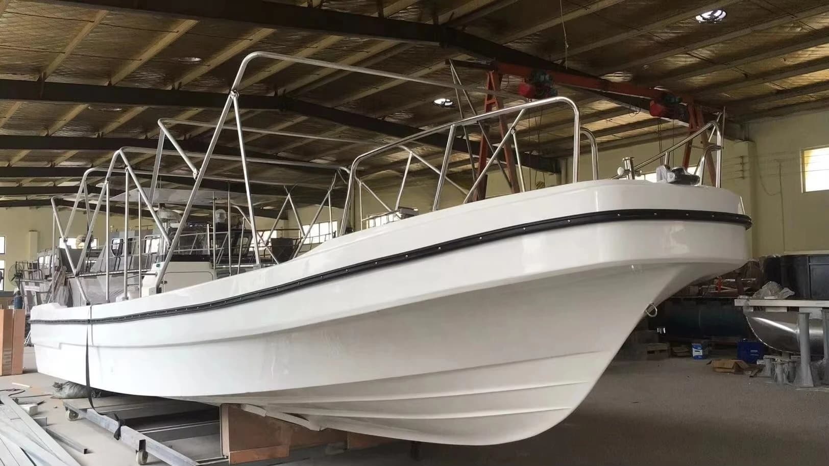32-Foot fiberglass passenger steamer Panga fishing boat with full canopy - Image 4