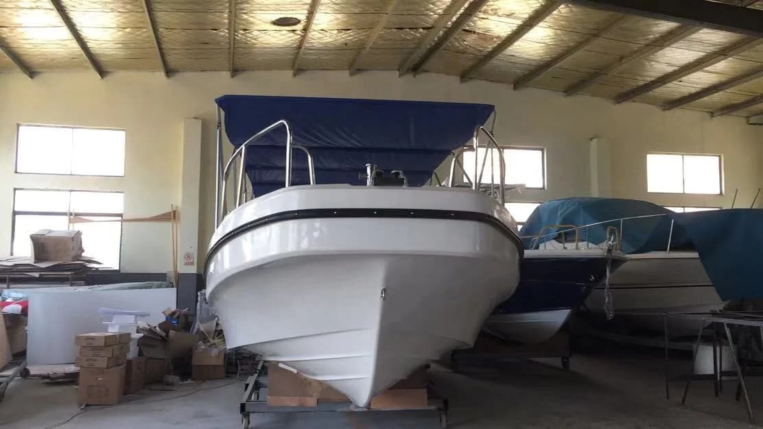 32-Foot fiberglass passenger steamer Panga fishing boat with full canopy - Image 6