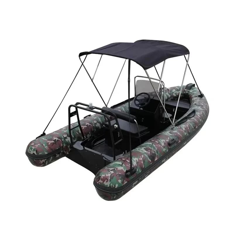 16Ft RIB480 PVC/Hyperion Fiberglass Rigid Inflatable Boat with Bimini Sunshade for Fishing - Image 2