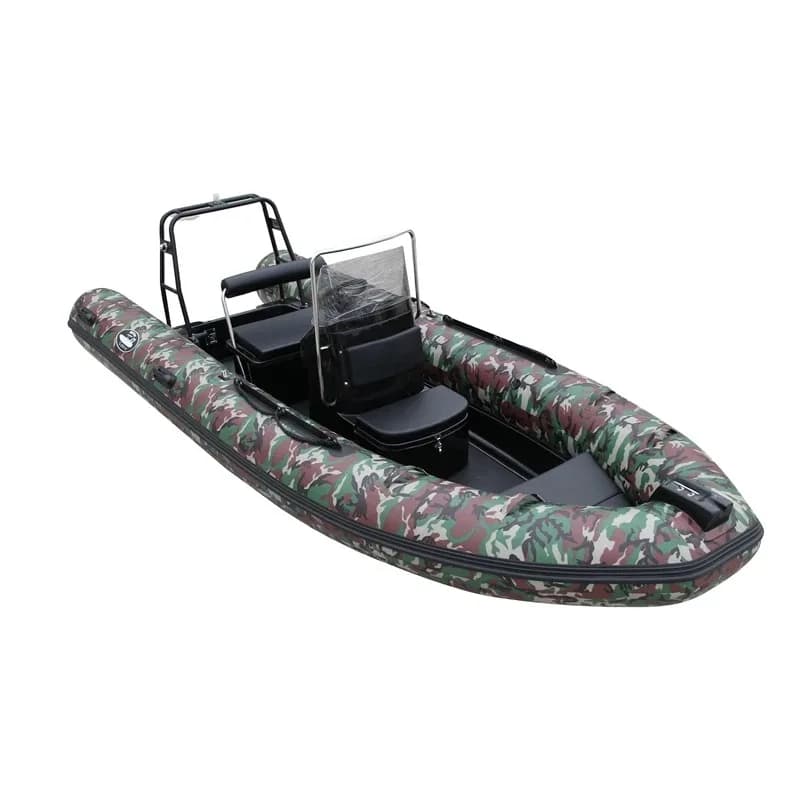 16Ft RIB480 PVC/Hyperion Fiberglass Rigid Inflatable Boat with Bimini Sunshade for Fishing - Image 5