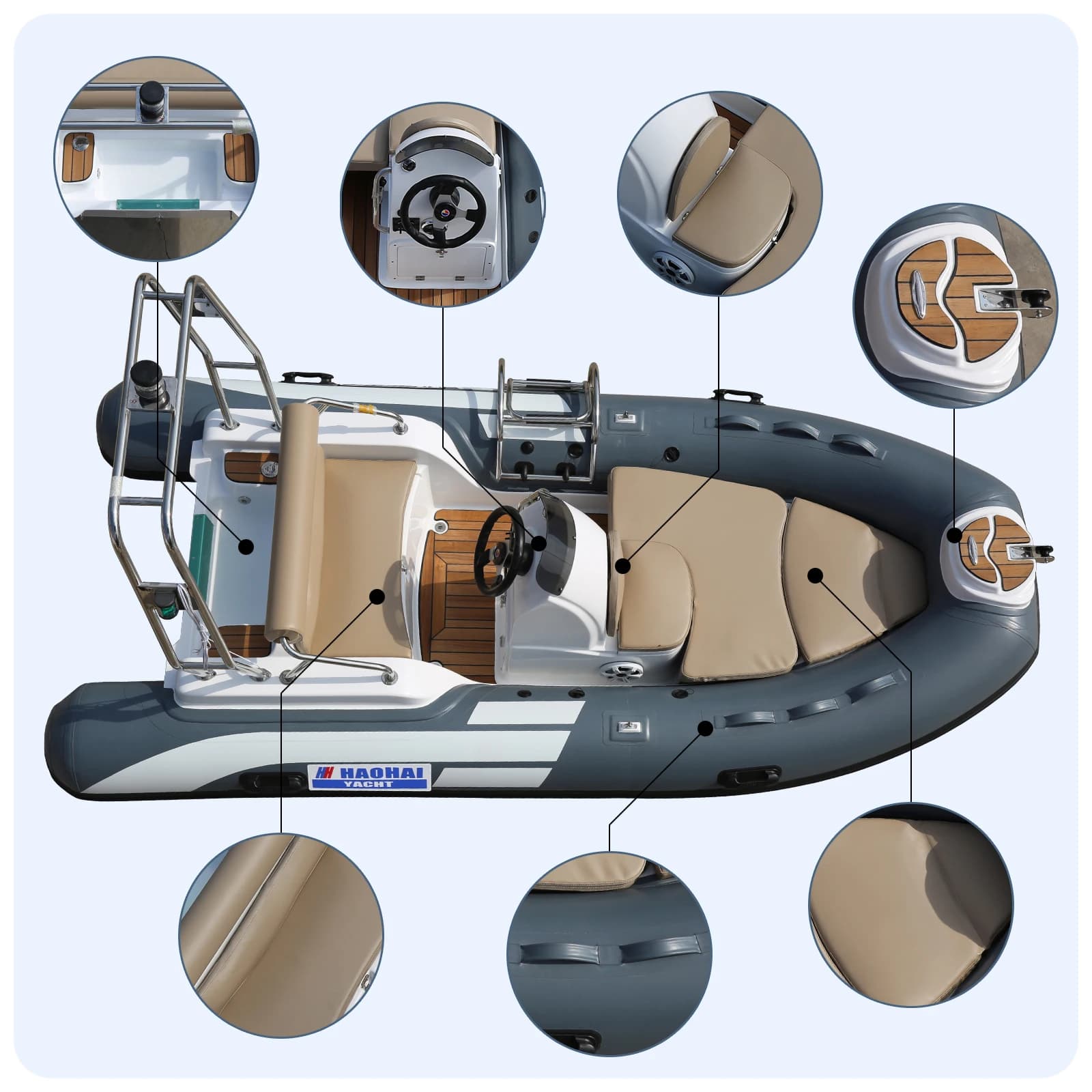 Haohai Rowing Yacht Boats Fishing Rib Aluminum Kayak Speed Vessel Luxury Fiberglass Displayracks Pontoon Raft Jet Boat for Sale - Image 6
